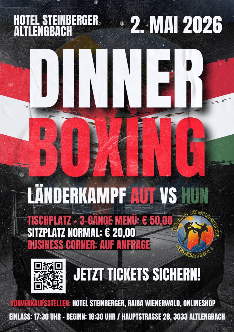 Poster Dinner Boxing AUT vs. HUN